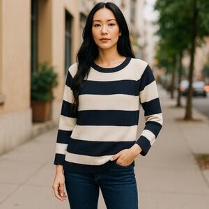 Joe Fresh Colorblock Womens Sweater Large Workwear Academia Capsule Long Length